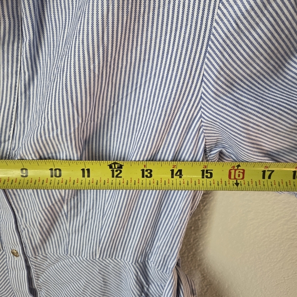 Zara Womens Blue White Striped Sz Small Buttom Collar Belted Shirt Dress - Picture 13 of 16